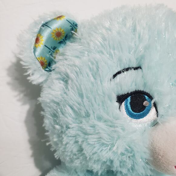 Build a Bear Workshop BABW Frozen Fever Anna Blue Sparkly Teddy Bear Plush Dress - Picture 4 of 11